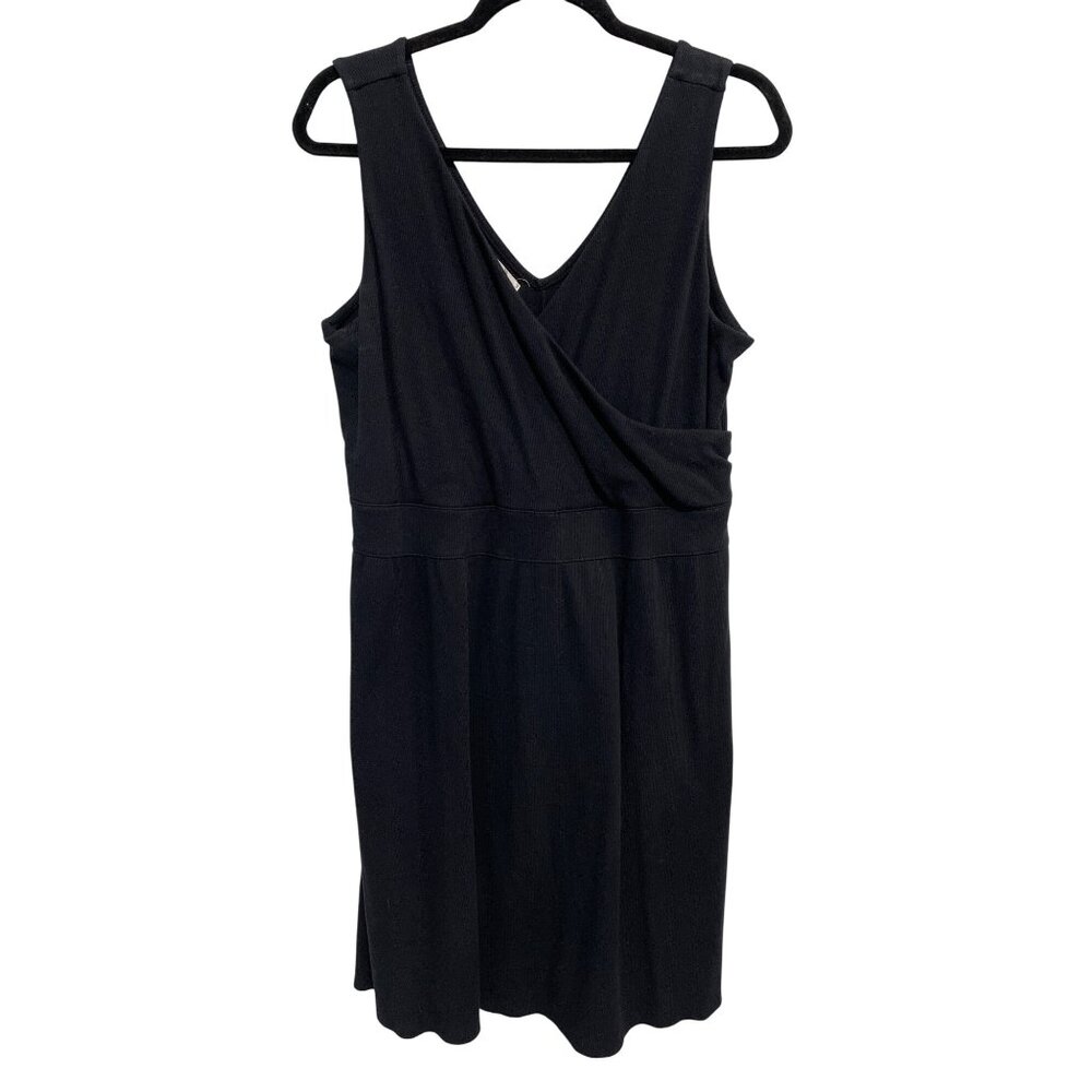 Maurices 24/7 Dress Size XL Surplice V Neck Sleeveless Solid Black Office Modern